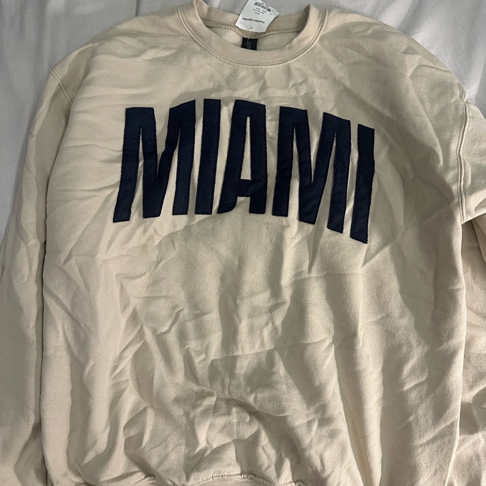 Cream Sweatshirt with Miami Print